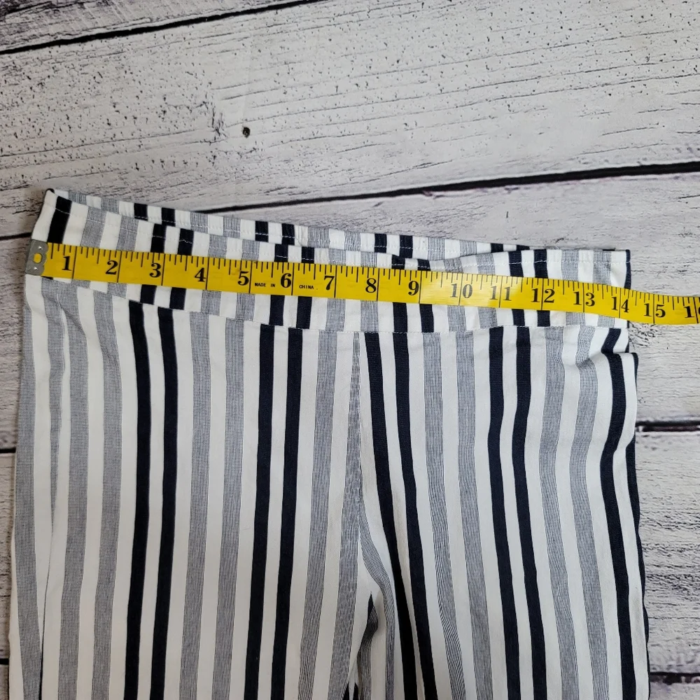 Avenue Montaigne Women's Leo Pant Blue & White Striped Cropped Flare Siz… - Picture 6 of 11